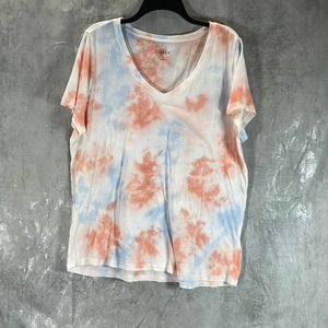 Style & Co Women's Destiny Tie-Dye Printed Cotton V-Neck Short-Sleeve Top SZXL